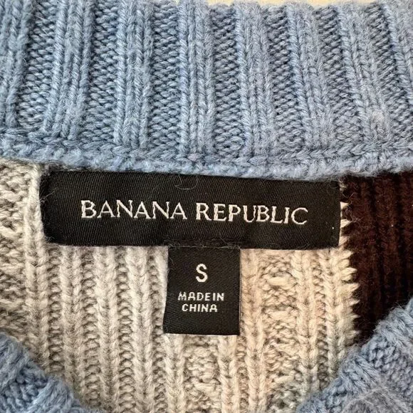 Banana Republic Women's Cable Knit Colorblock Sweater Size Small - Picture 5 of 5